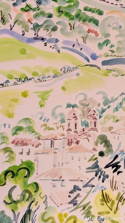 Arte: Dibujo Gouache original de Ana Mar&iacute;a Mar&iacute;n - Apunte del Natural Elizondo (Navarra) - Buen estado