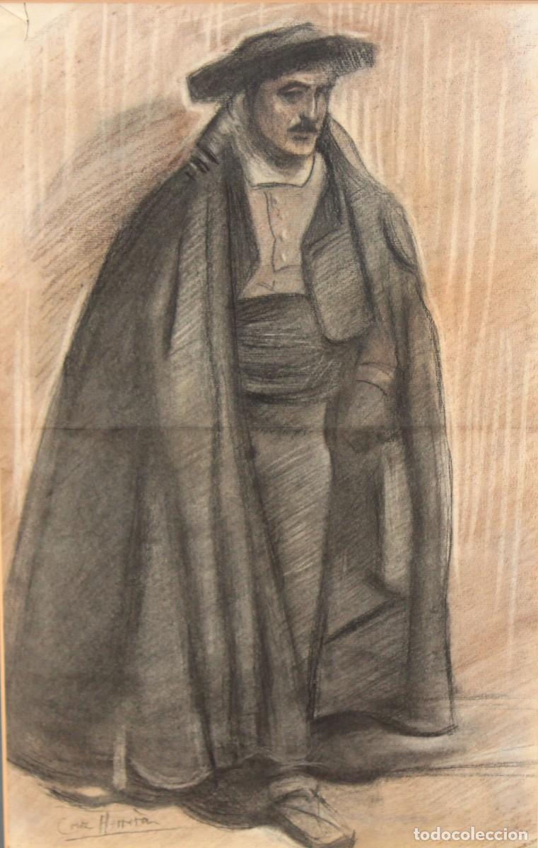 Arte: JOSE CRUZ HERRERA (1890-1972) TECNICA MIXTA SOBRE PAPEL. EL CAMINANTE
