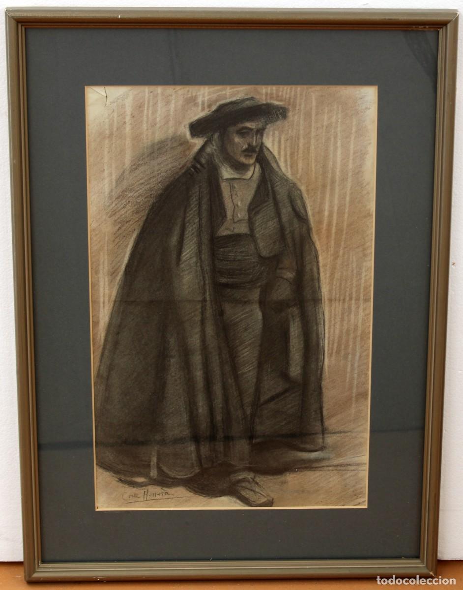 Arte: JOSE CRUZ HERRERA (1890-1972) TECNICA MIXTA SOBRE PAPEL. EL CAMINANTE