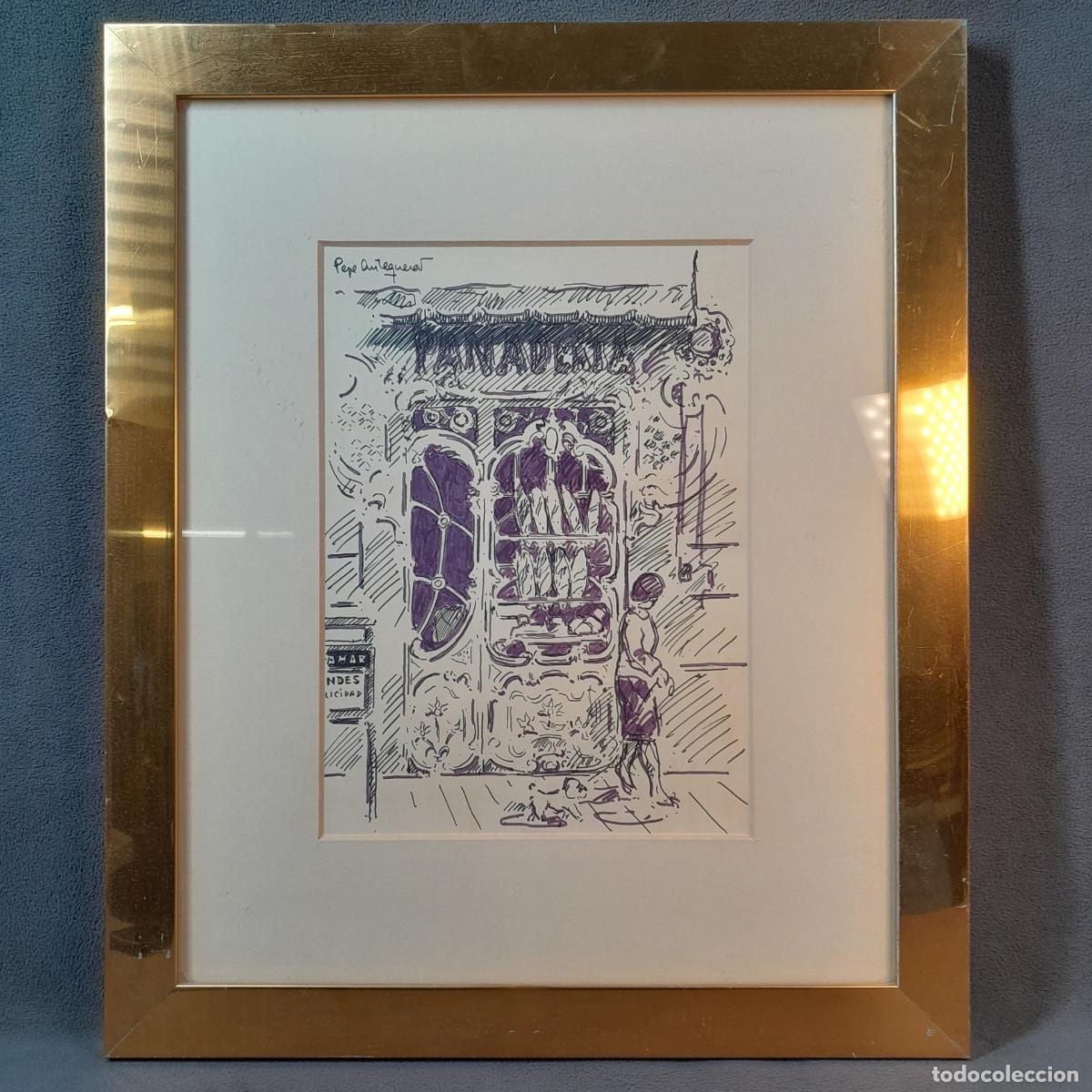 Arte: C-1997. JOS&Eacute; ANTEQUERA ALVAREZ (1935-2023). DIBUJO A TINTA. PANADER&Iacute;A. 1990 CA.