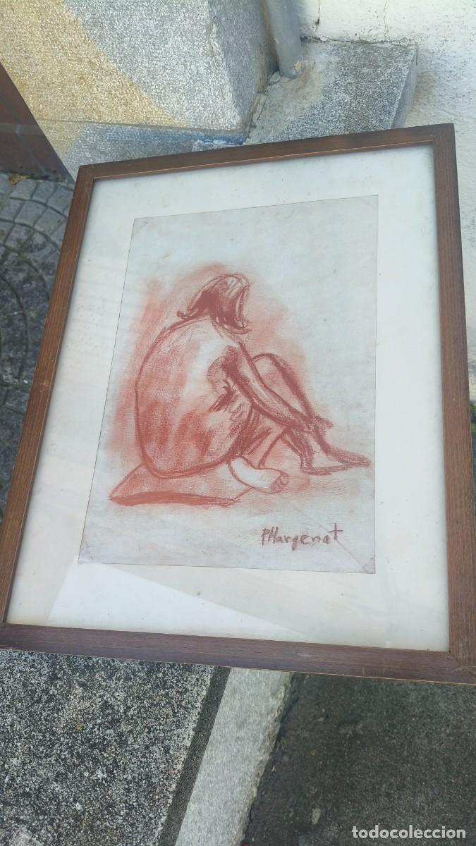 Arte: Cadre dessin a la sanguine sign&eacute;e p.Margenat
