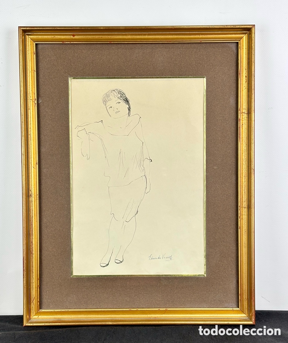 Arte: EDUARDO VICENTE (1909-1968)- DIBUJO &ldquo;MUJER&rdquo;