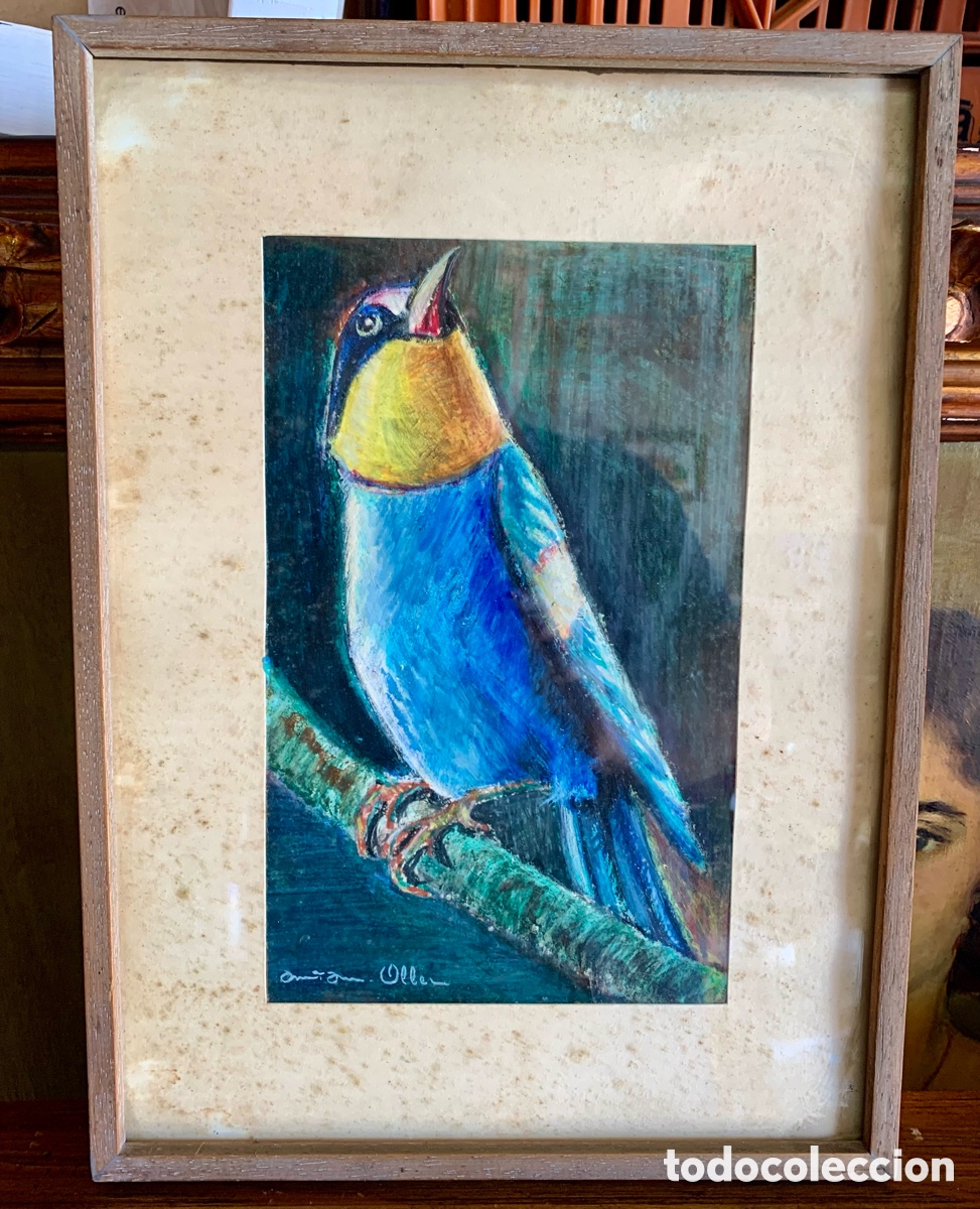 Arte: Oller, dibujo al pastel, 15x24 obra y 26x36 con marco