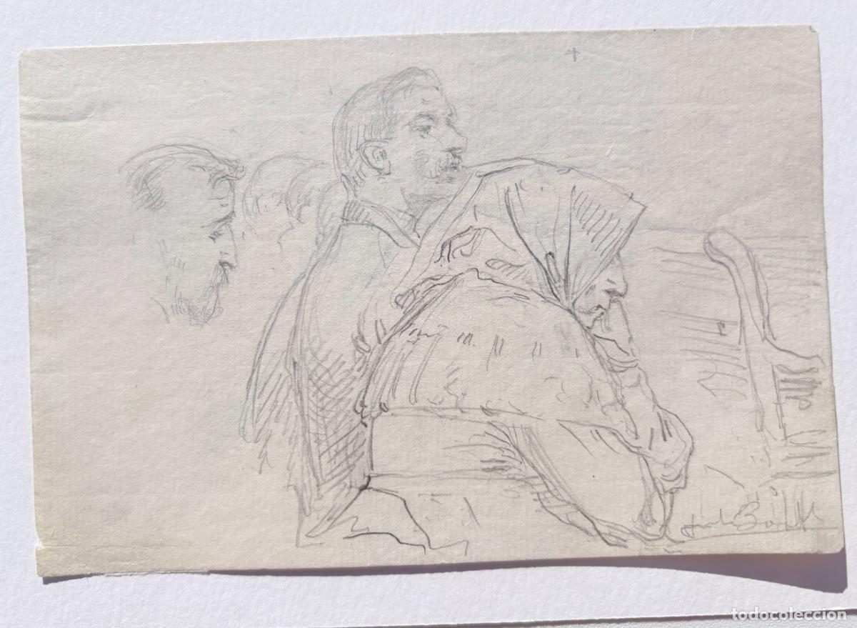 Arte: Juli Borrell, escena del juicio a Joan Rull, 1908, l&aacute;piz sobre papel, en ambas caras, 11,2x17,1 cm