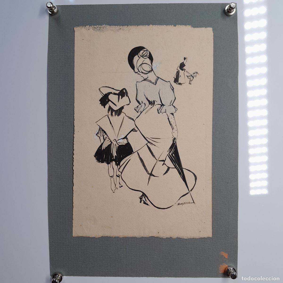 Arte: PASCUAL CAPUZ MAMANO (1882-1959). DIBUJO A TINTA. VI&Ntilde;ETA. 1930 CA.