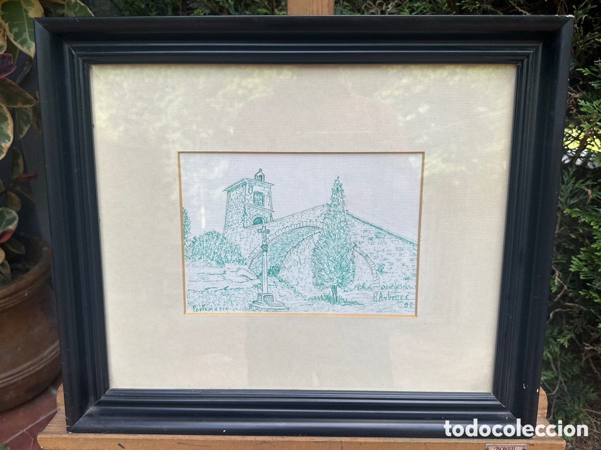 Arte: PRECIOSO DIBUJO DE PORTOMARIN. R. ARBONES 1990 ( GALICIA )