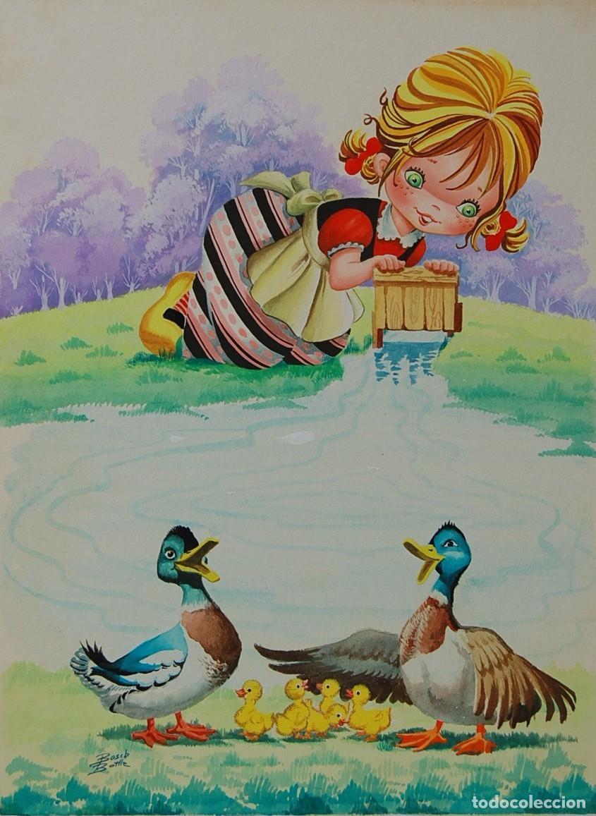 Arte: DIBUJO ORIGINAL 1977 - Marian y sus Animalitos - Ilustrado Bosch Batlle
