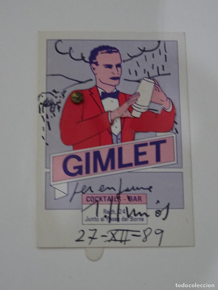 Arte: Dibujo Original de Robert Llim&oacute;s 1989 - Publicidad Cocktails Bar Gimlet - 8,5x12,5cm