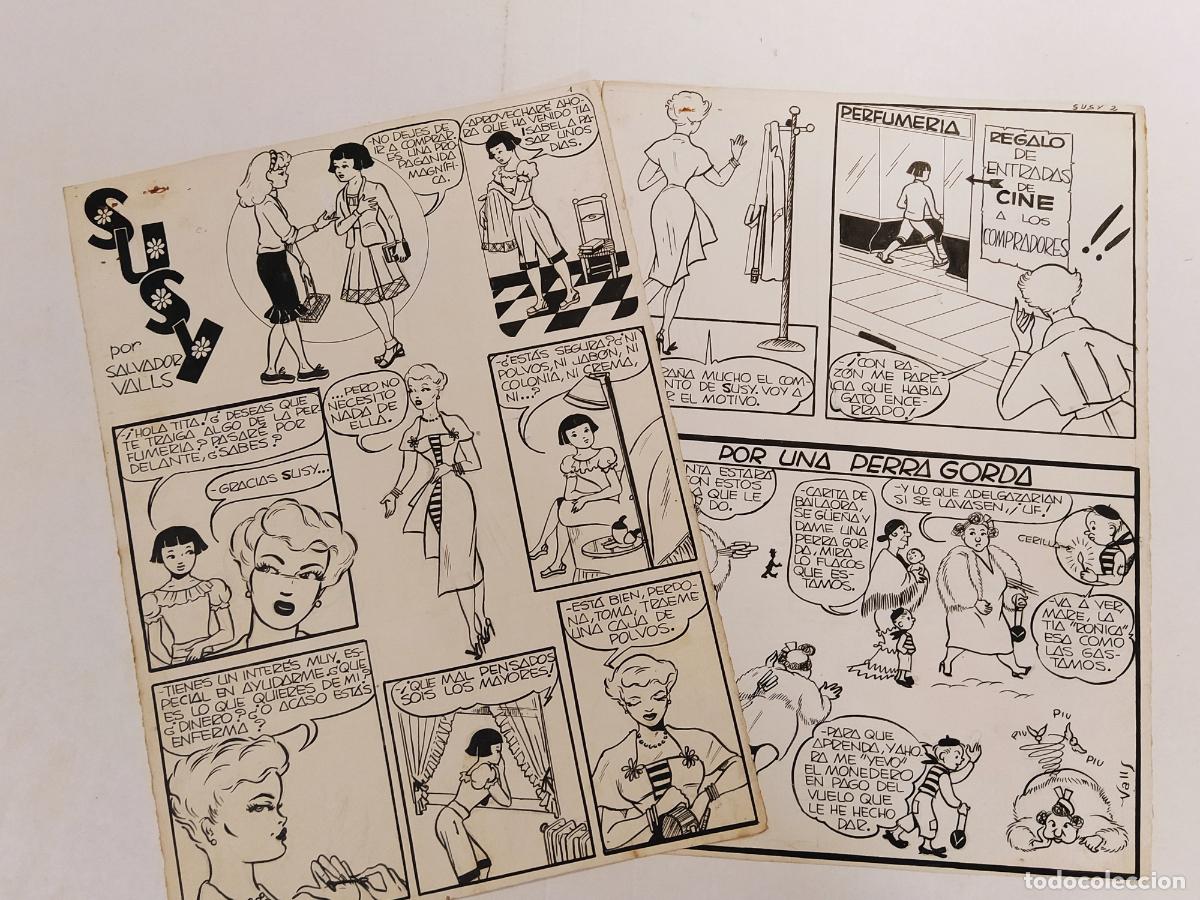 Arte: DIBUJO ORIGINAL A MANO - SUSY por SALVADOR VALLS - 2 HOJAS - COMIC -(V-28.182)