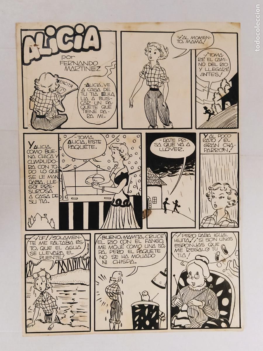 Arte: DIBUJO ORIGINAL A MANO - ALICIA por FERNANDO MARTINEZ - 1 HOJA - COMIC -(V-28.182)