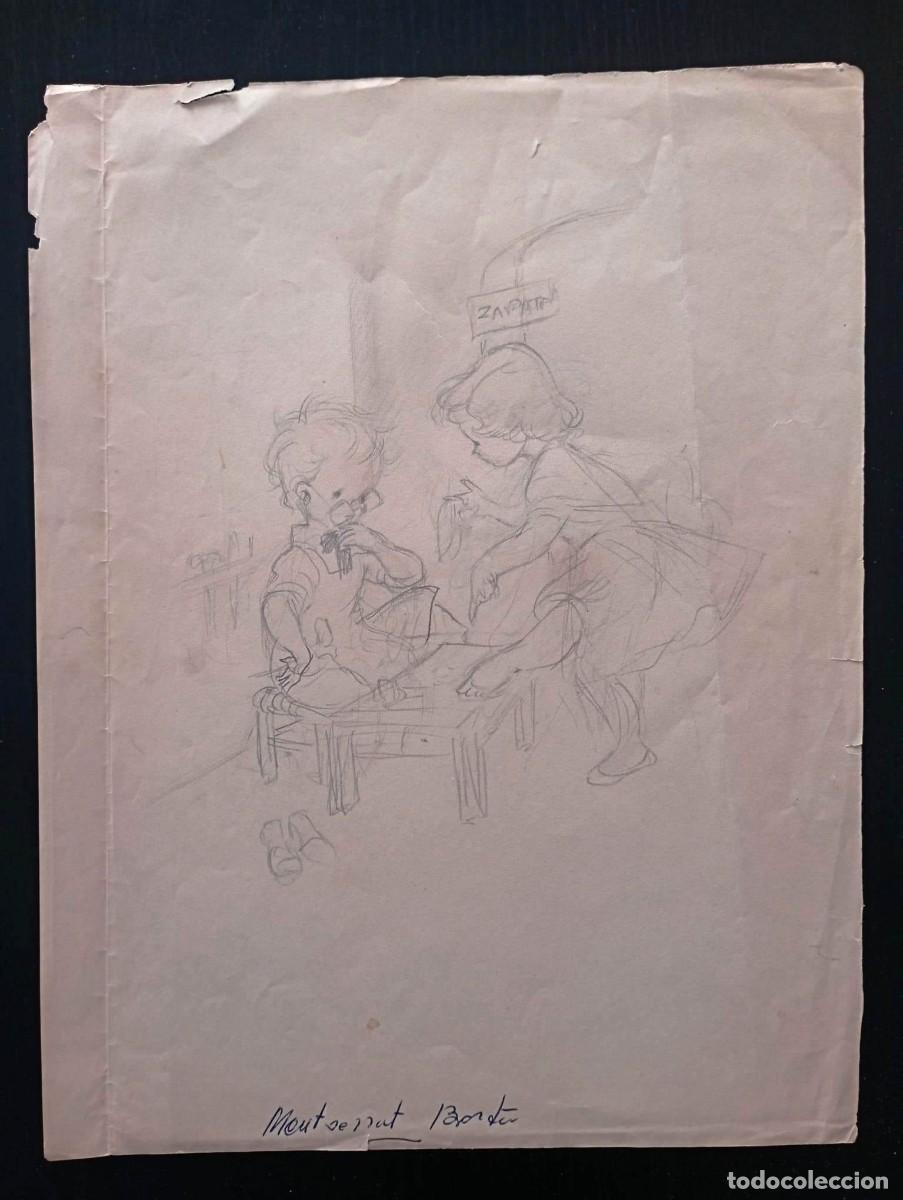 Arte: MONTSERRAT BARTA PRATS (1906-1988). Esbozo dibujo maestro zapatero