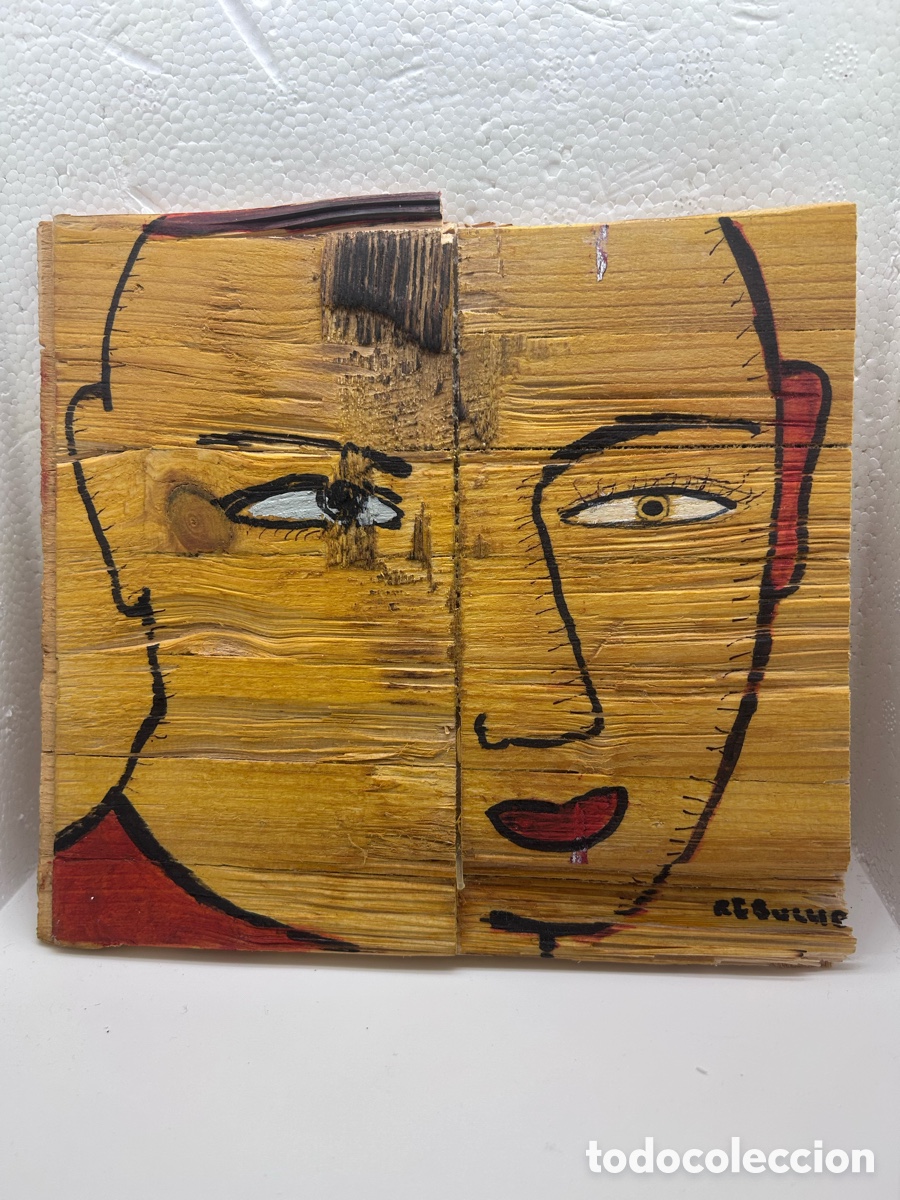 Arte: Carmelo Rebullida. Rostro amarillo sobre panel 20 x 18 cm
