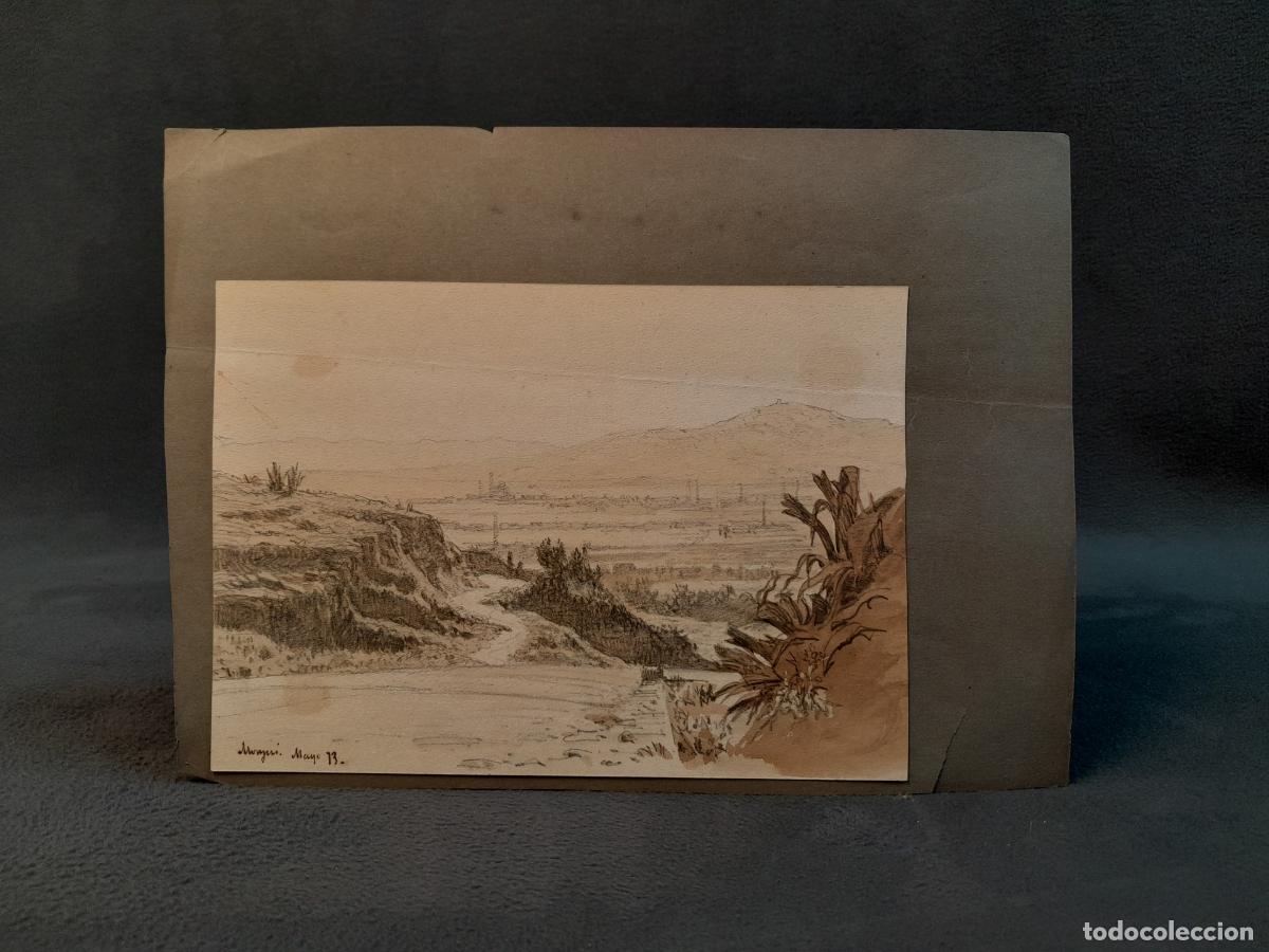 Arte: ATRIBUIDO A LLU&Iacute;S RIGALT I FARRIOLS (BARCELONA, 1814-1894). T&Eacute;CNICA MIXTA SOBRE PAPEL. MONJUI. 1873.