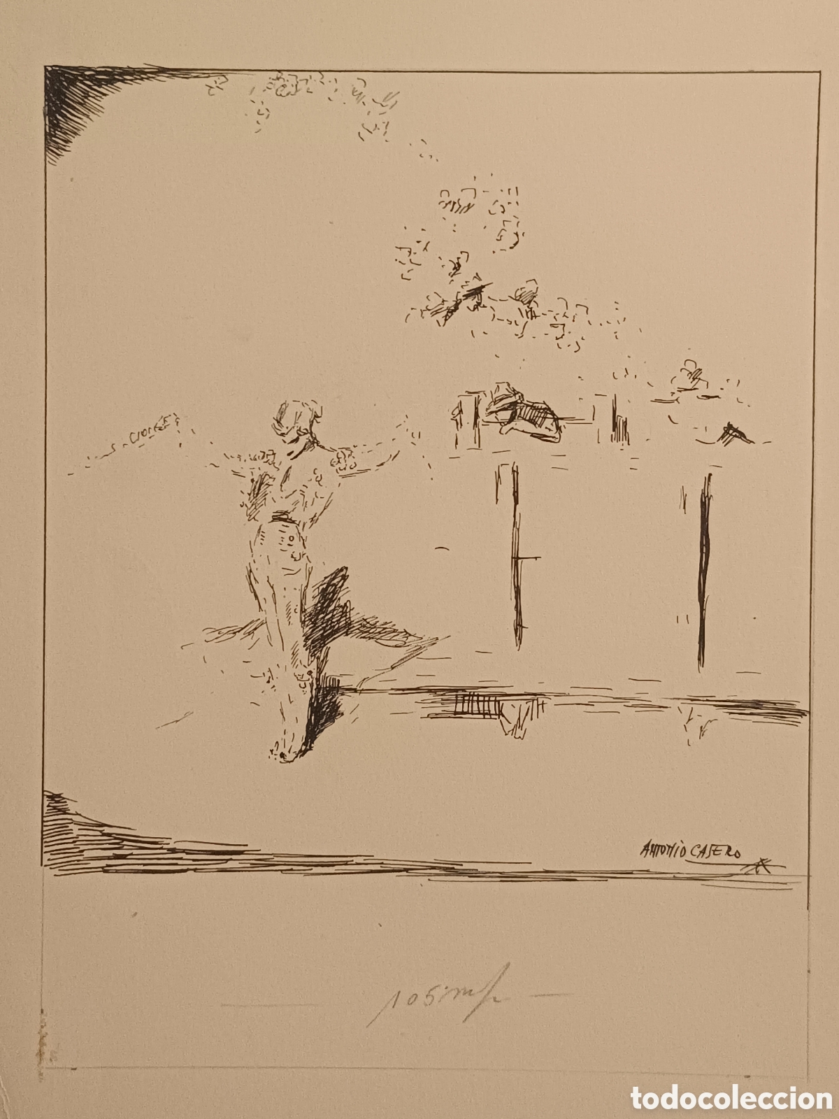 Arte: DIBUJO ORIGINAL A PLUMILLA DEL FAMOSO PINTOR TAURINO ANTONIO CASERO CON FIRMA. 23 X 30 CMS .