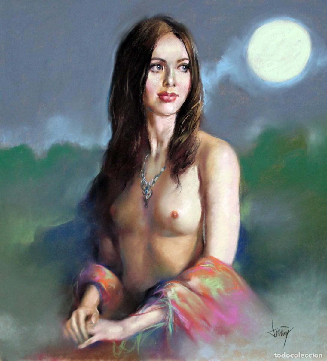 Arte: DOMINGO ALVAREZ GOMEZ (1942) DIBUJO A PASTEL. INTIMIDAD NOCTURNA
