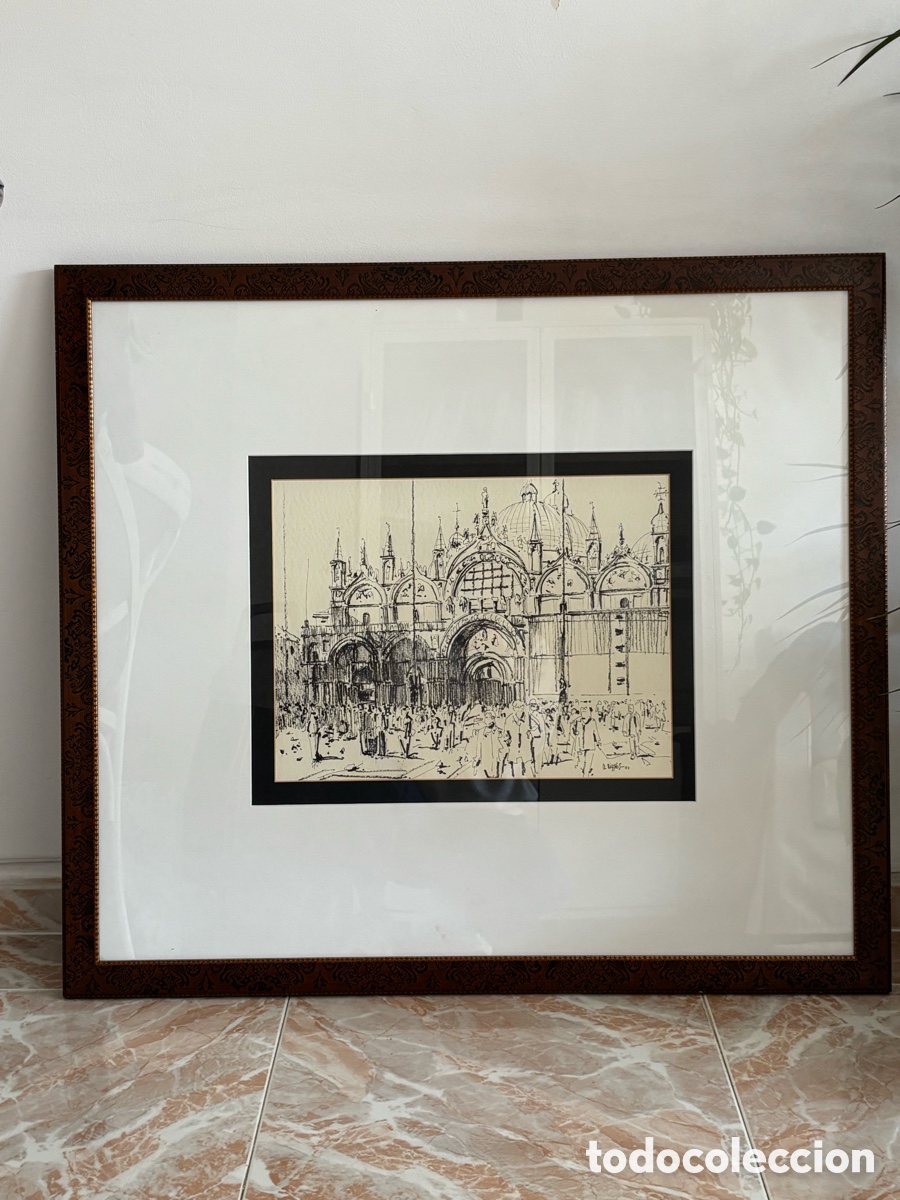 Arte: Llu&iacute;s Puiggr&ograve;s (1970) - &rdquo;Venecia, San Marcos&rdquo; - Dibujo original a tinta / plumilla