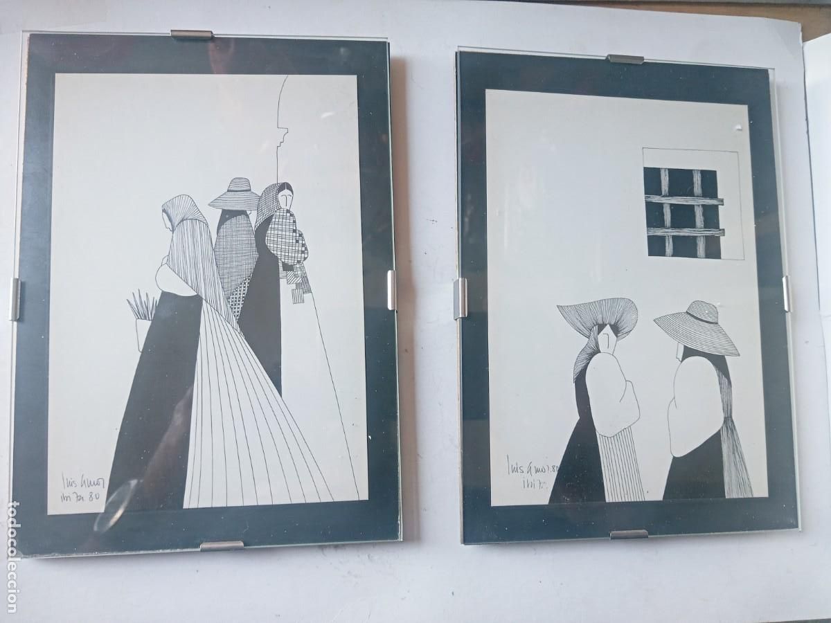 Arte: BONITA PAREJA DE TARJETAS ANTIGUAS. FIRMADAS. LUIS. AMOR