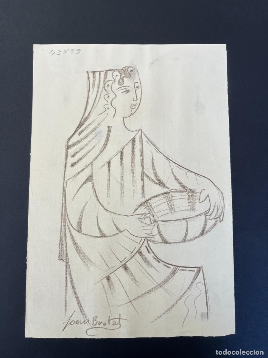 Arte: Joan Brotat. Dibujo de Mujer con capazo sobre papel.
