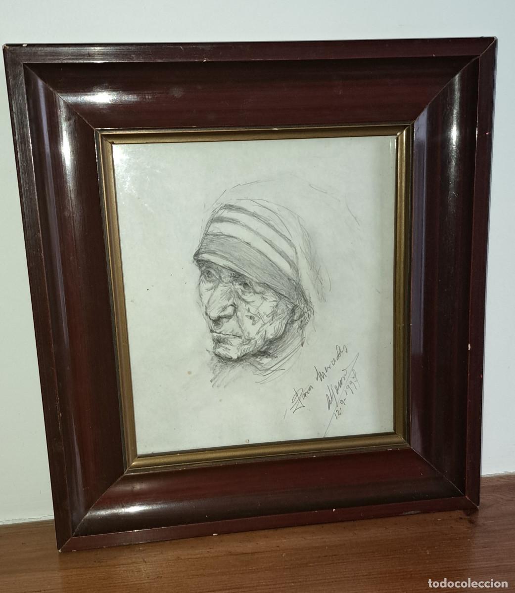Arte: RETRATO A L&Aacute;PIZ DE LA MADRE SOR TERESA DE CALCUTA - 7 D&Iacute;AS DESPU&Eacute;S DE SU MUERTE - FIRMADO