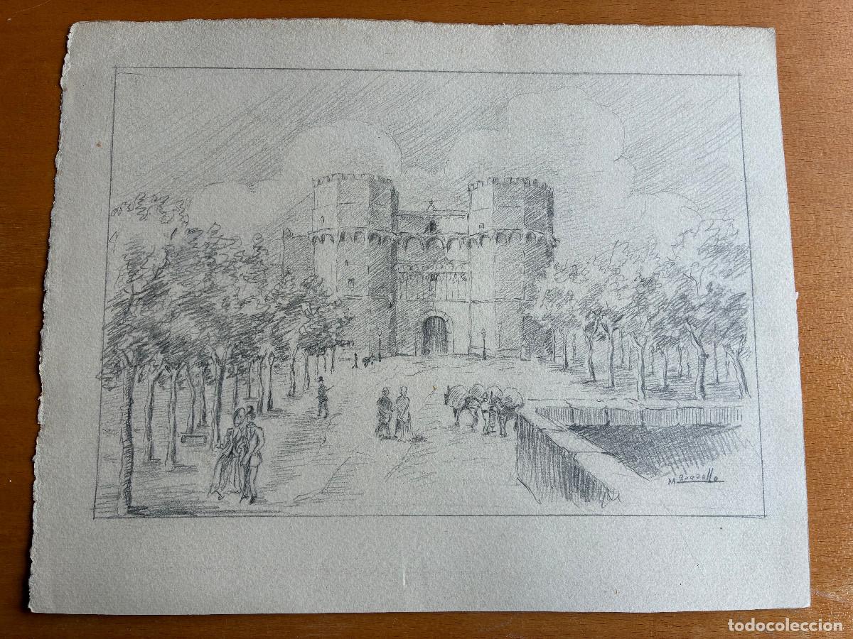 Arte: Torres de Serranos, M. Borgallo. Lapiz sobre papel 29x22