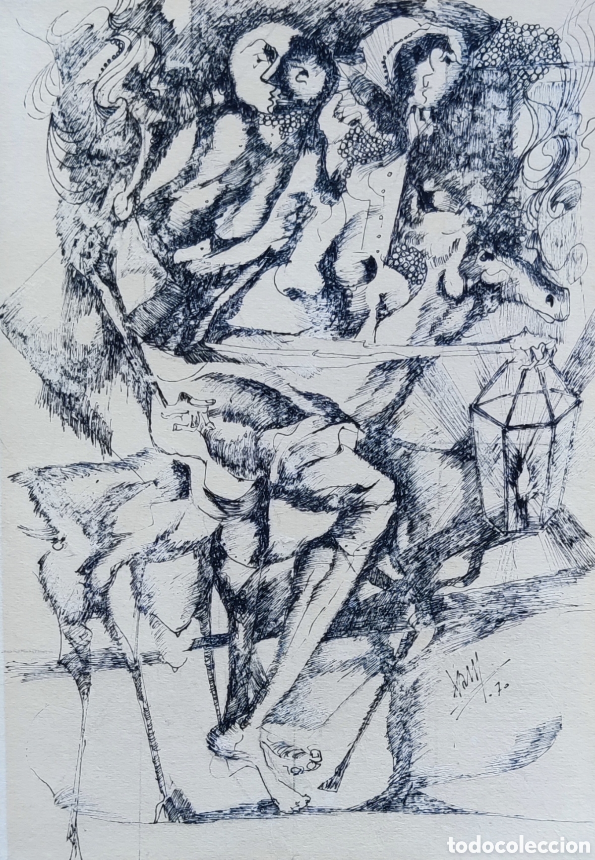 Arte: XAM. Pedro Quetglas Ferrer (1915-2001). Dibujo. Original. Plumilla. Tinta. Firmado. Mallorca.