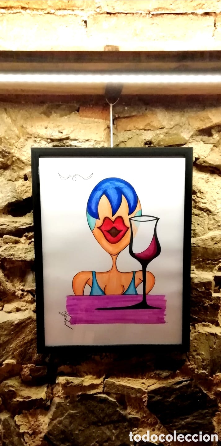 Arte: Cuadro Pop Art - Mujer y su copa vino