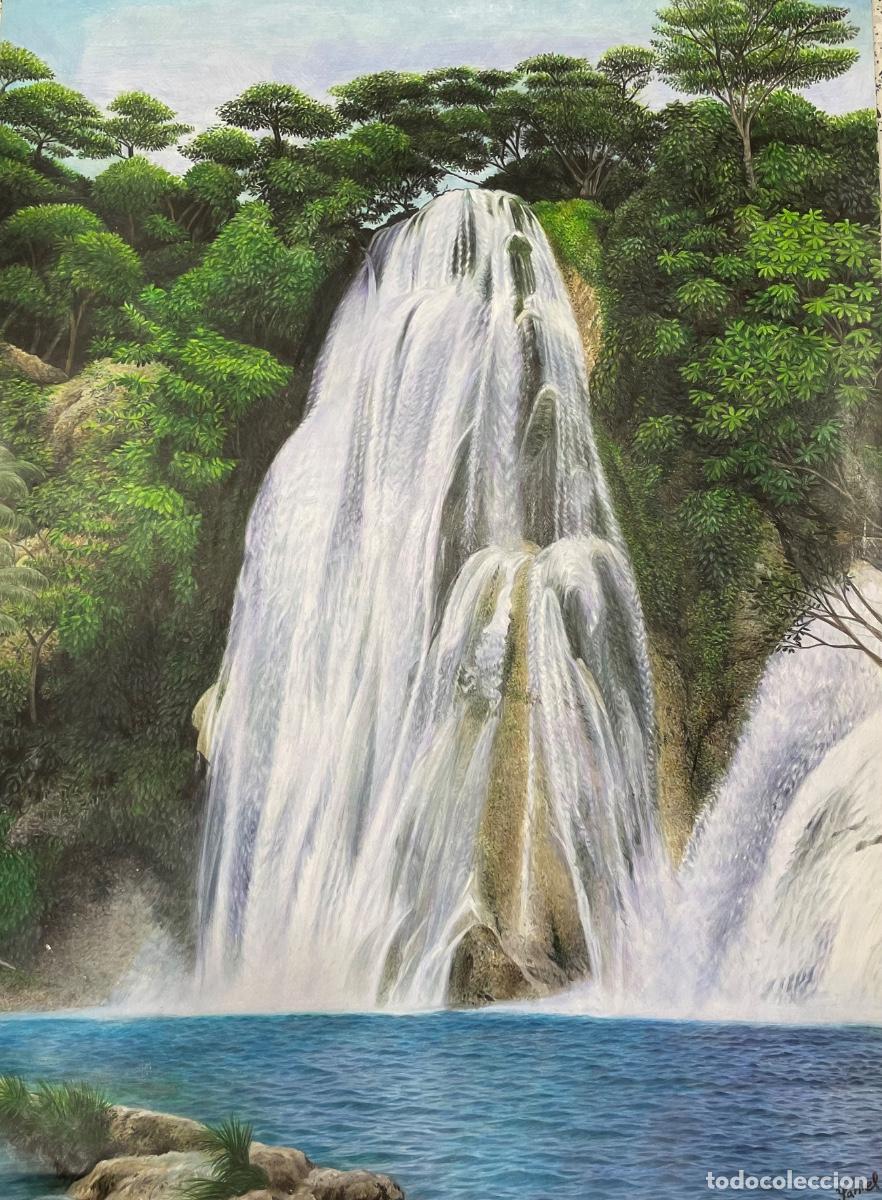 Arte: Dibujo original cascada l&aacute;pices colores Faber Castell By Yaniel Agrafojo Doble ganador Modportrait