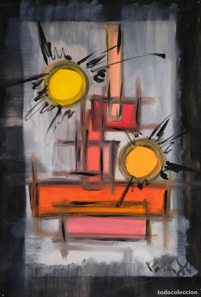 Arte: GOUACHE Y PASTEL SOBRE PAPEL COMPOSICI&Oacute;N FIRMA ILEGIBLE 1984