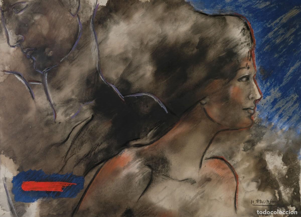 Arte: MONTSERRAT FAURA (BARCELONA, 1947) CARBONCILLO Y CERAS SOBRE PAPEL BUSTO FEMENINO FIRMADO