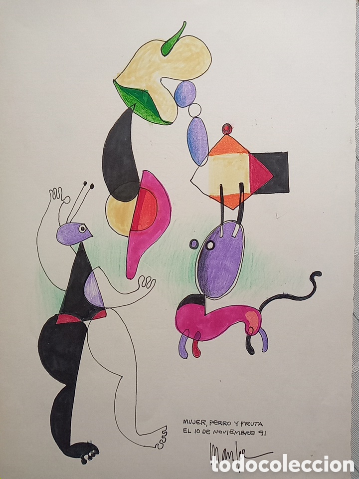 Arte: DIBUJO ARTISTA MANFER.SURREALISTA.A&Ntilde;O 1991.FIRMADO.