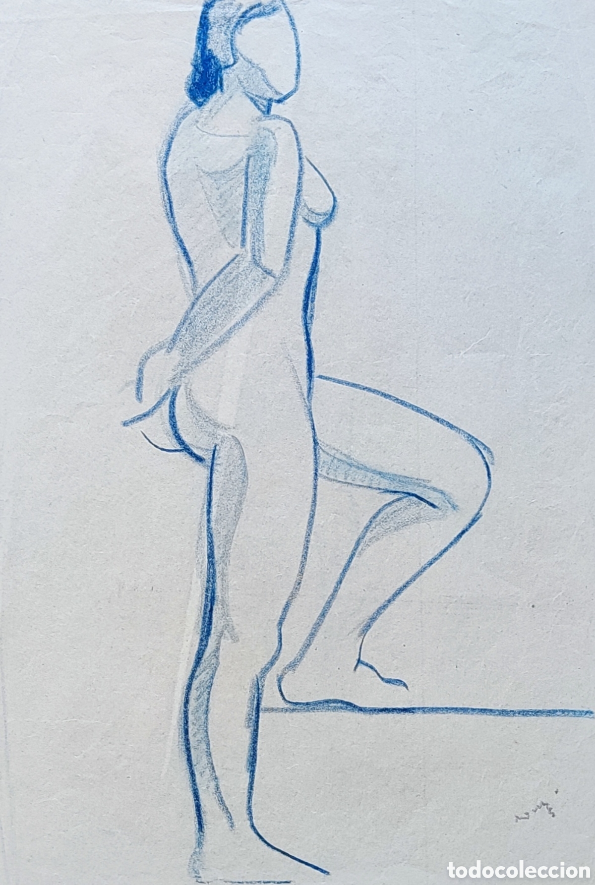 Arte: Juli Ramis (1910-1990). Dibujo. Estudio. Desnudo. Original. Firmado. S&oacute;ller. Mallorca.