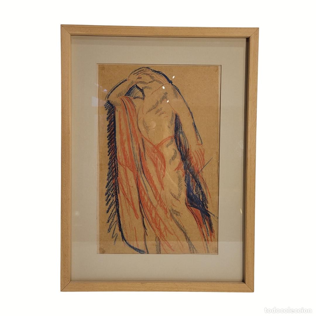 Arte: Dibujo sobre papel, boceto para tel&oacute;n de &oacute;pera Lohegrin, Agust&iacute;n Carrera, p. s. XX - Espa&ntilde;a