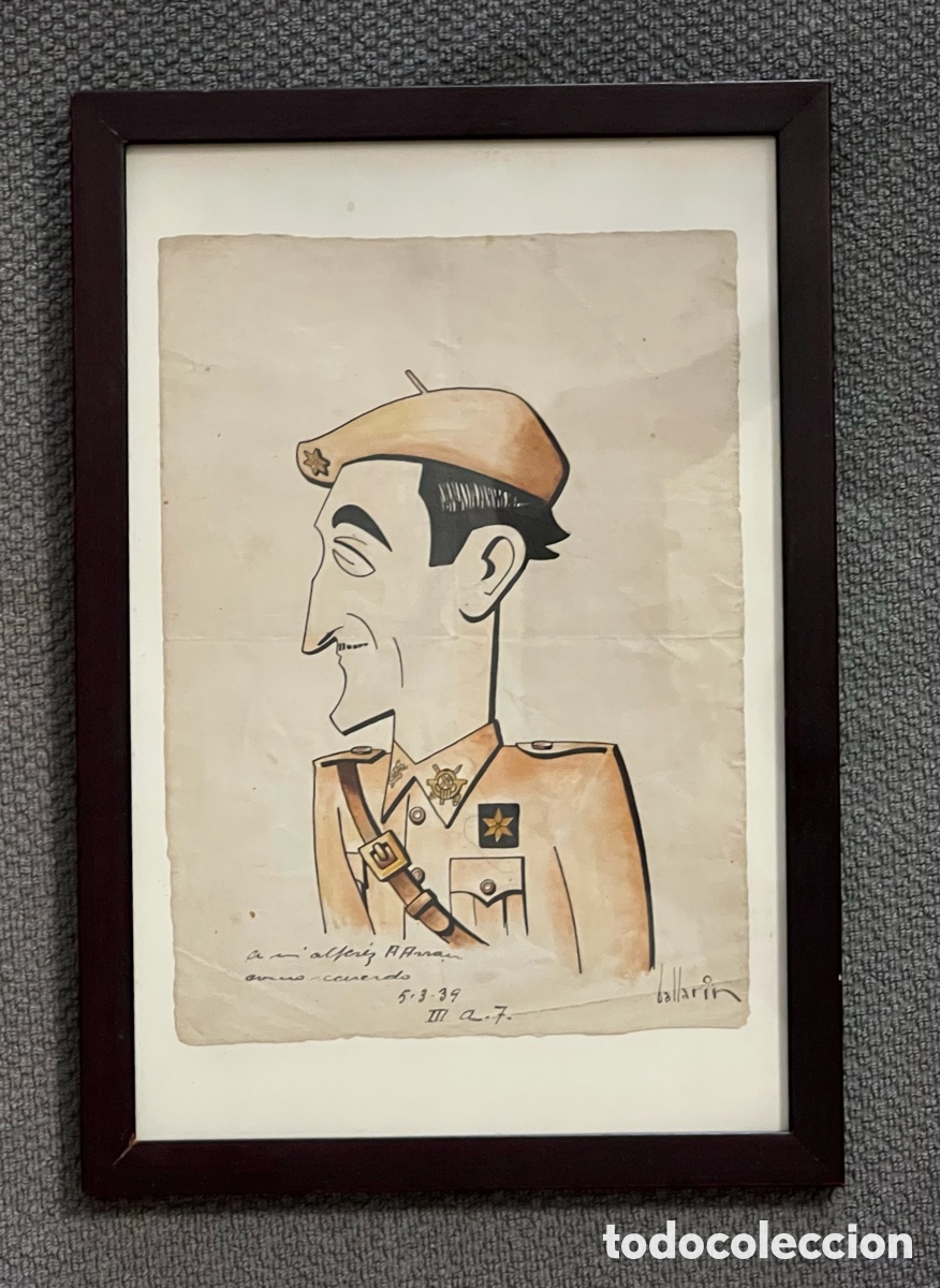 Arte: BALLARIN, SAN SEBASTIAN una familia de dibujantes. Caricatura de un Requete. Obra firmada