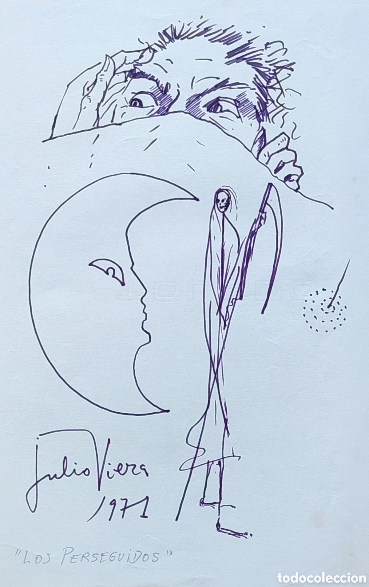 Arte: Julio Viera (1934-2023). Dibujo. Original. Firmado. Las Palmas. Gran Canaria. Palma. Mallorca.