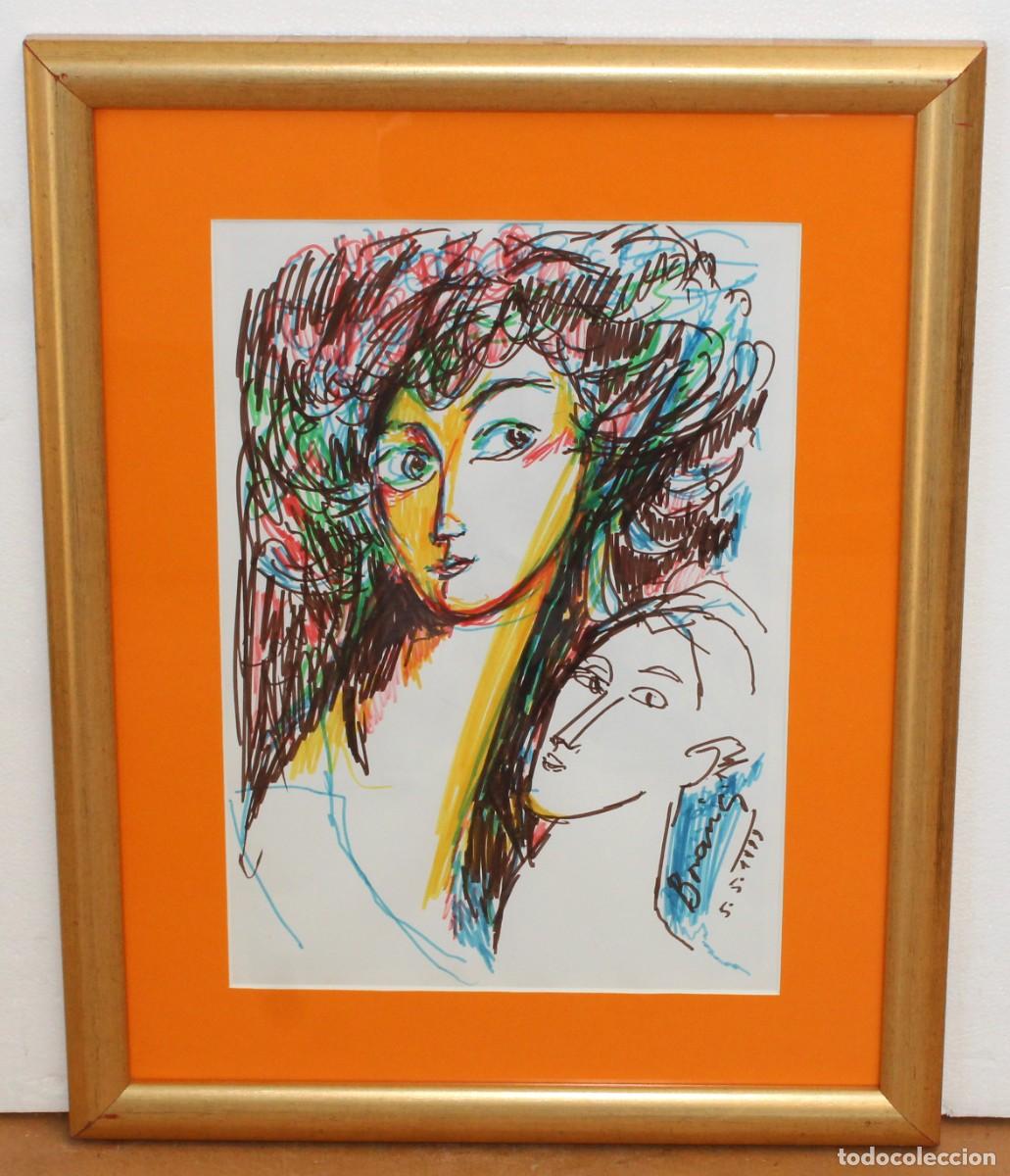 Arte: MARIO BONAMICI (1912 - 2002) TECNICA MIXTA SOBRE PAPEL DEL A&Ntilde;O 1999. PAREJA DE FIGURAS