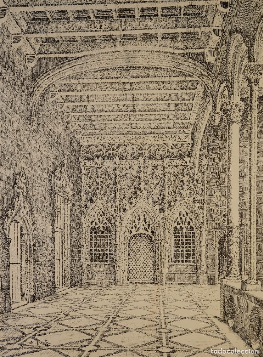 Arte: DIBUJO A PLUMILLA INTERIOR CATEDRAL FIRMADO D.JUSTE