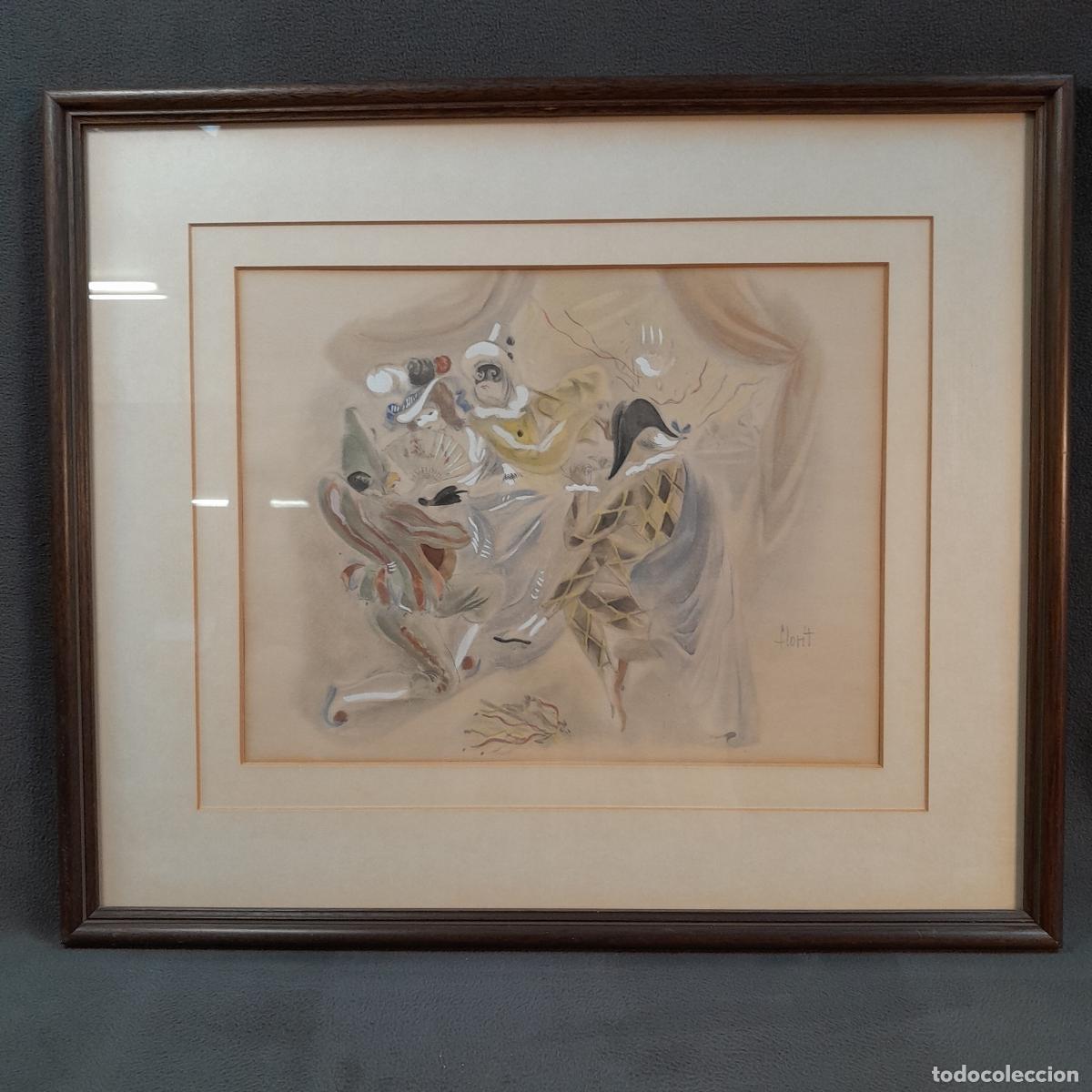 Arte: C-2017. JOSEP FLORIT I RODERO (1909-2000). DIBUJO CON ACUARELA. CARNAVAL. 1970 CA.