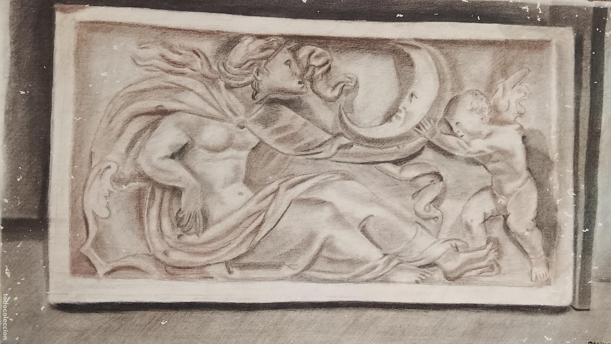 Arte: 96X61 cm ARTE dibujo carboncillo Y SEPIA sobre papel de gran calidad - - A&Ntilde;O 1982 GASPAR