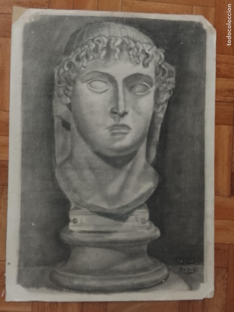 Arte: 70x50 cm ARTE dibujo carboncillo busto - sobre papel de gran calidad - - A&Ntilde;O 1982 GASPAR