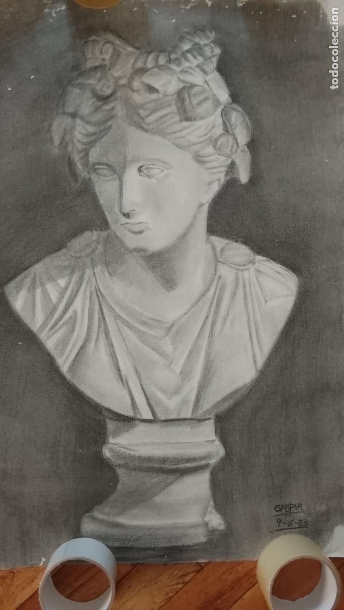 Arte: carboncillo 70 x 50 CM a&ntilde;os 80s dibujo original A MANO arte decoracion - ARTISTA FIRMADO GASPAR