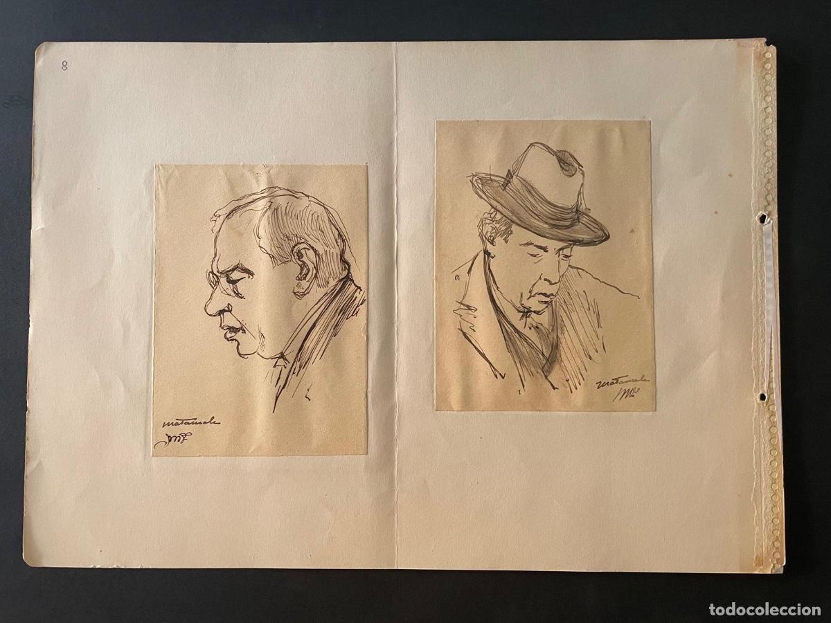 Arte: DIBUJO A PLUMILLA A DOBLE CARA FIRMADO MATAMALA