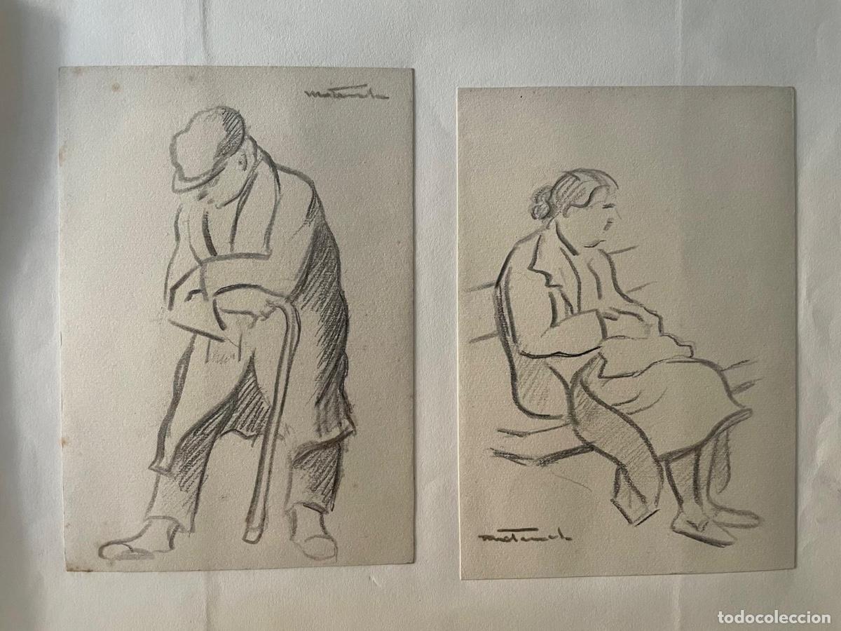 Arte: 3 DIBUJOS - DOS A LAPIZ Y EL FEMENINO A PLUMILLA DOBLE CARA - FIRMADO MATAMALA