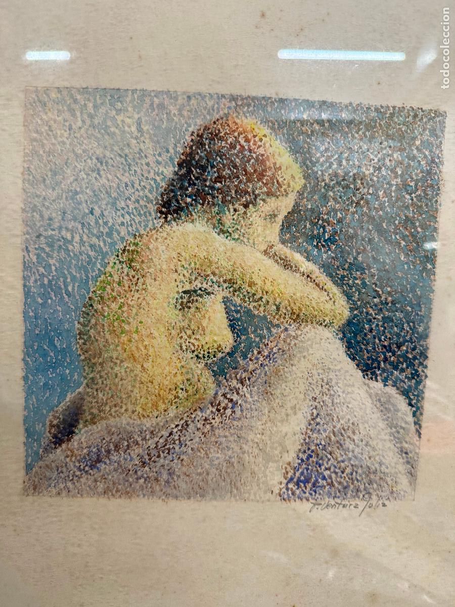 Arte: Precioso cuadro Pere Ventura Julia. Puntillismo.