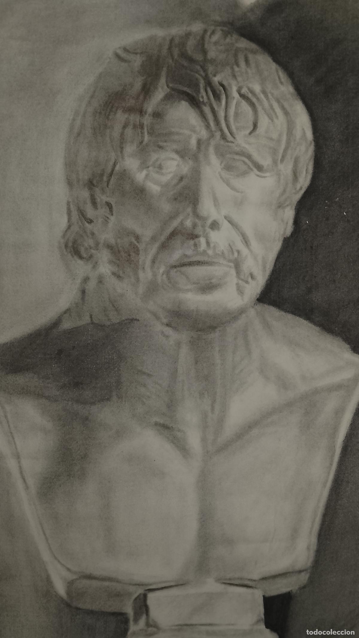 Arte: carboncillo 70x50 CM a&ntilde;os 80s dibujo original BUSTO A MANO arte decoracion ARTISTA FIRMADO GASPAR