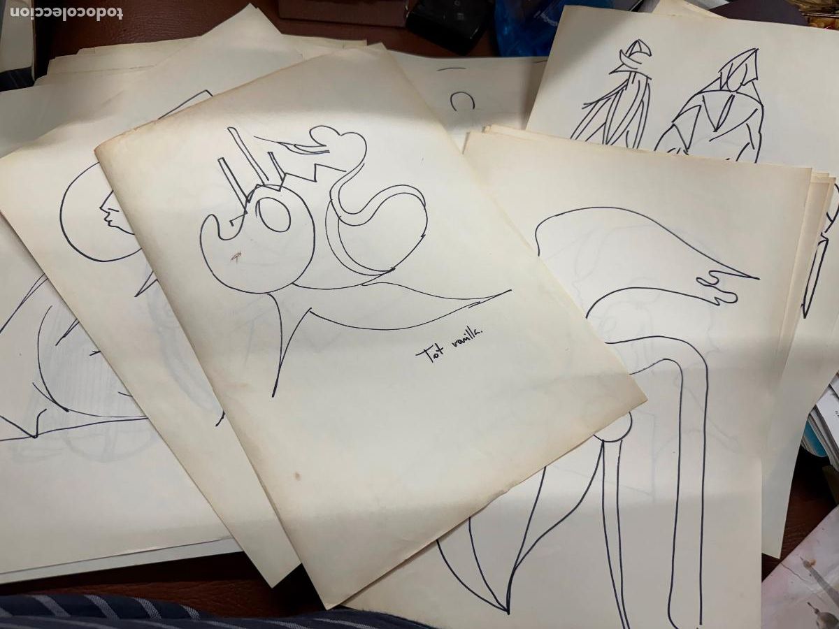 Arte: Curioso lote de 20 bocetos de esculturas tama&ntilde;o folio del artista Pere Ventura Julia