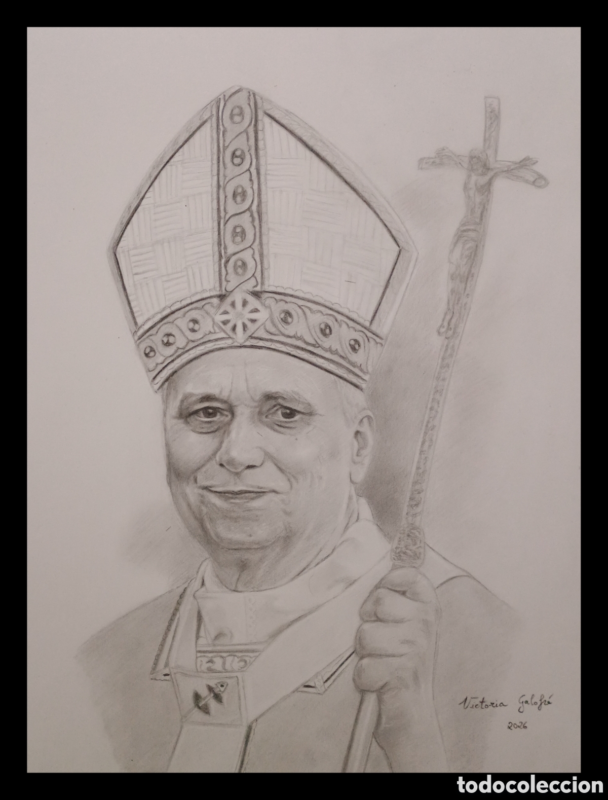 Arte: Retrato a l&aacute;piz papa leon XIV