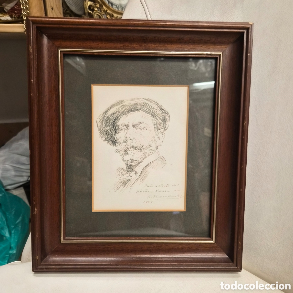 Arte: Retrato de Jose Navarro Dibujo original a plumilla de Adolfo Ferrer Amblar, 1984