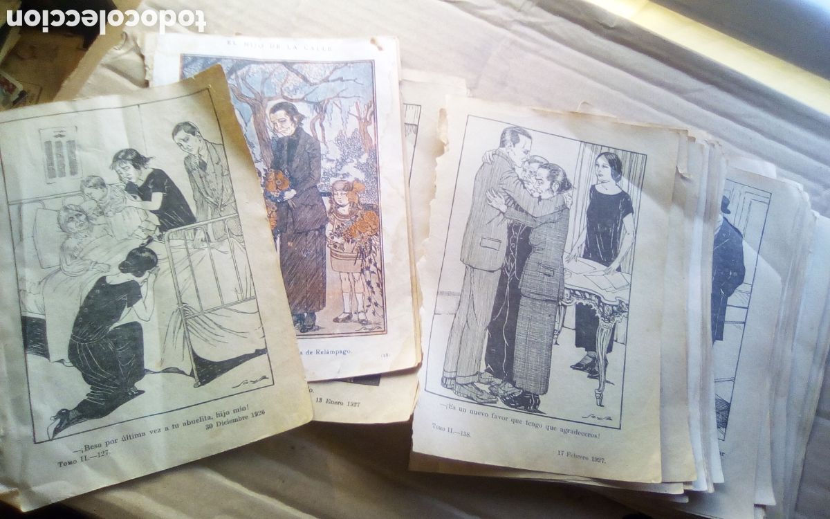 Arte: 79 P&aacute;ginas, ilustraciones de Sousa, de la novela &rdquo;El hijo de la calle&rdquo;, de A. Contreras. 1926-27.
