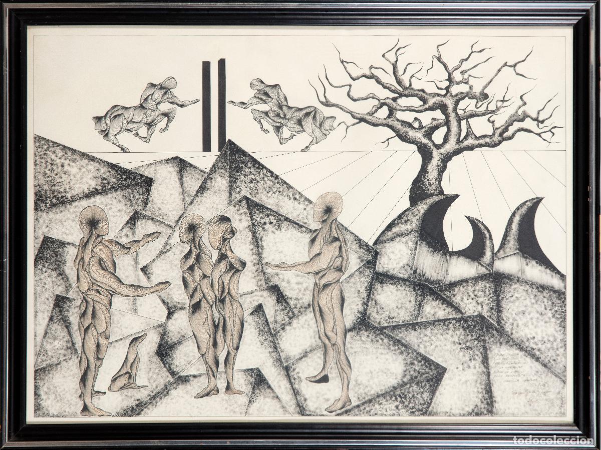 Arte: Dibujo tinta sobre papel Eugenio Gonz&aacute;lez Espeso agosto 1978 poema TS Elliot
