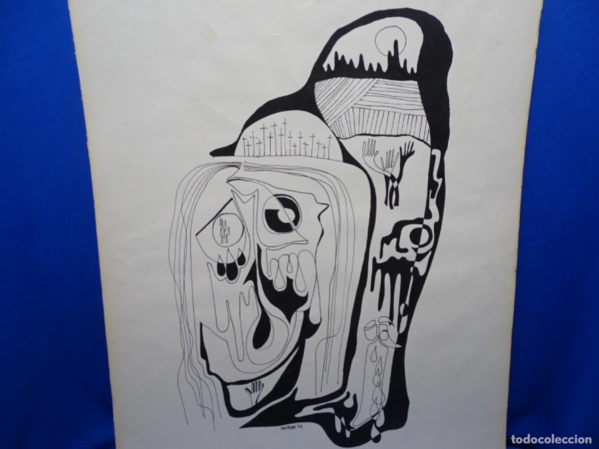 Arte: DIBUJO ORIGINAL A TINTA FIRMADO SALVADOR 77. ESTILO PERSONAL.